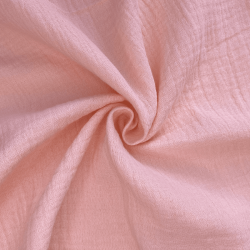 Ткань Муслин Жатый, цвет Нежно-Розовый (на отрез)  в Новокузнецке