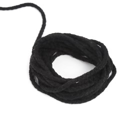 Шнур для одежды тип 2,  Чёрный (плетено-вязаный/полиэфир)  в Новокузнецке